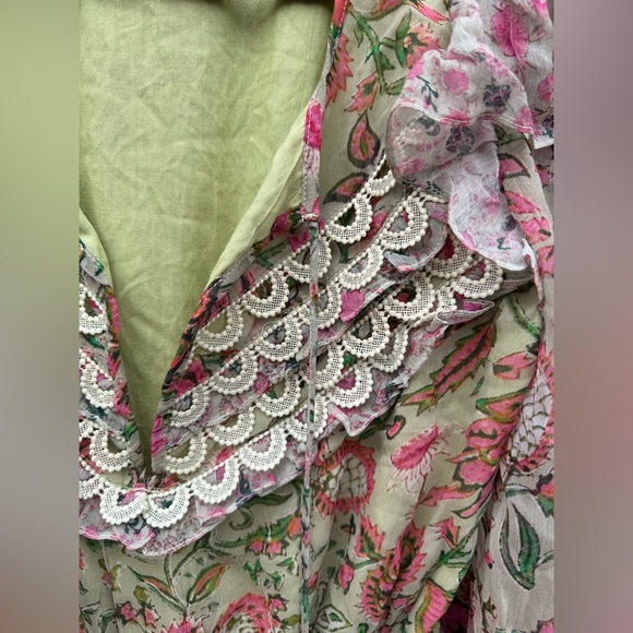 HEMANT & NANDITA Nora Romper in Viscose Paisley Print Long Sleeve Lace Detail - Picture 11 of 16